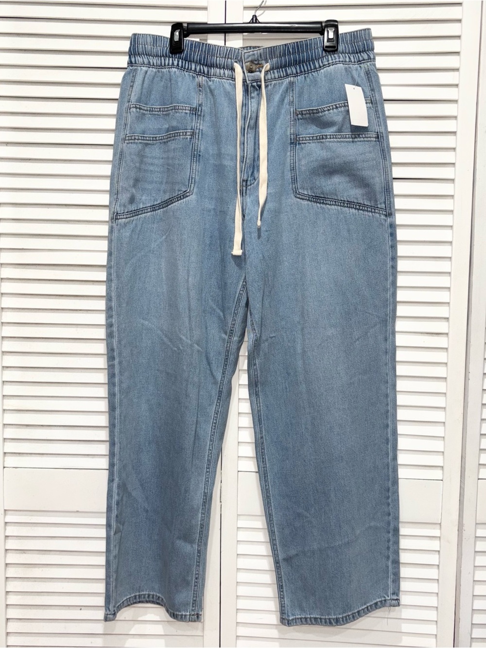 Kensie Jeans Light Blue Soft Drapey Denim with Drawstring Waist Size XL